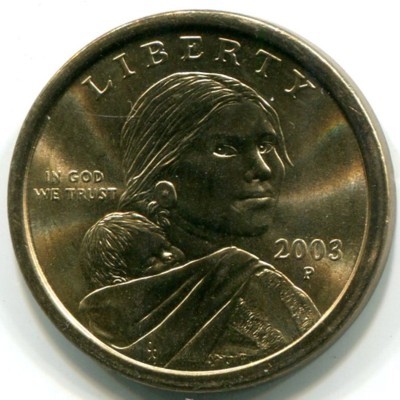 Монета США 1 доллар 2003 год. P "Сакагавея"
