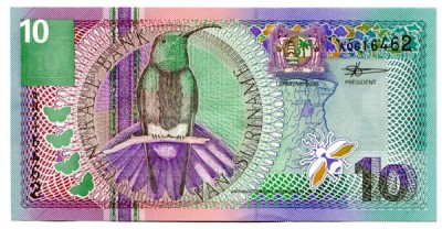 Банкнота Суринам 10 гульденов 2000 год.