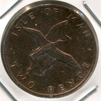 Монета Остров Мэн 2 пенса 1976 год.