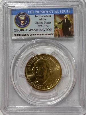 США, 1 доллар, 1-й президент Джордж Вашингтон 2007 г. в слабе