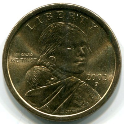 Монета США 1 доллар 2002 год. P "Сакагавея"