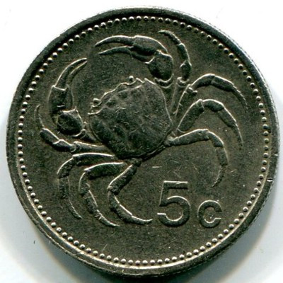 Монета Мальта 5 центов 1986 год.
