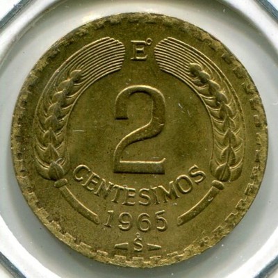 Монета Чили 2 сентесимо 1965 год.