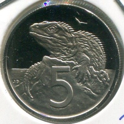 Монета Новая Зеландия 5 центов 1974 год.