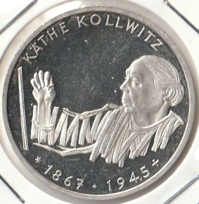 Германия 10 марок 1992 г. 125 лет со дня рождения Кете Кольвиц G