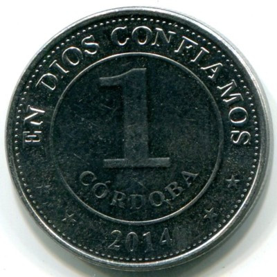 Монета Никарагуа 1 кордоба 2014 год.