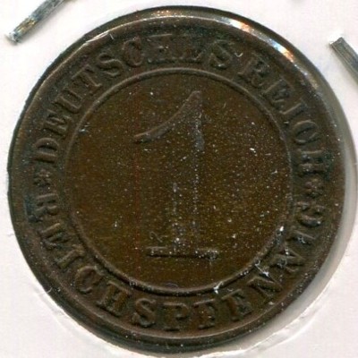 Монета Германия 1 рейхспфенниг 1934 год. А