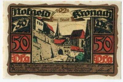Банкнота город Кронах 50 пфеннигов 1921 год.