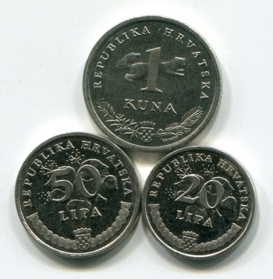Хорватия набор из 3-х монет.