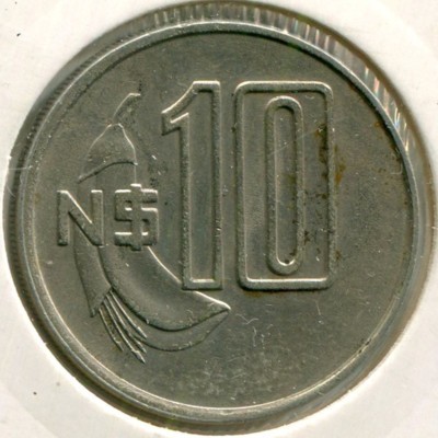 Монета Уругвай 10 новых песо 1981 год.