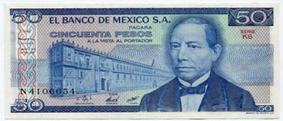 Банкнота Мексика 50 песо 1981 год. 