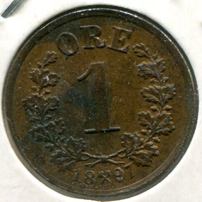 Монета Норвегия 1 эре 1897 год.