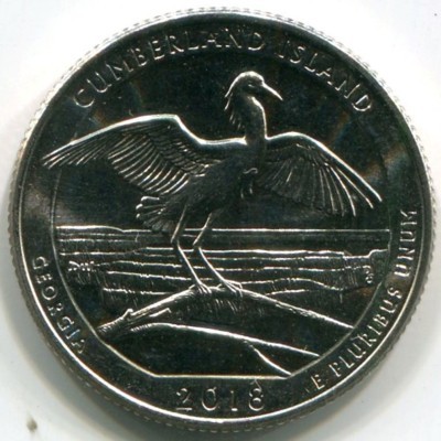 Монета США 25 центов 2018 год. D, Национальное побережье острова Кумберленд.