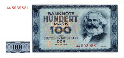 Банкнота ГДР 100 марок 1964 год. 