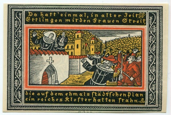 Банкнота город Эттлинген 50 пфеннигов 1921 год.