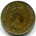 Монета Ямайка 1/2 пенни 1963 год. Елизавета II