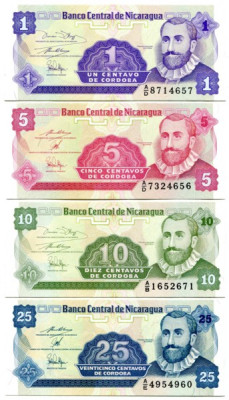 Никарагуа набор из 4-х банкнот 1991 год.