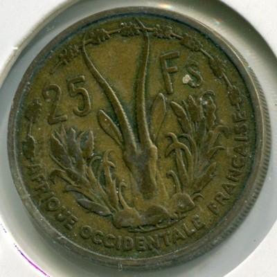 Монета Французская Западная Африка 25 франков 1956 год.