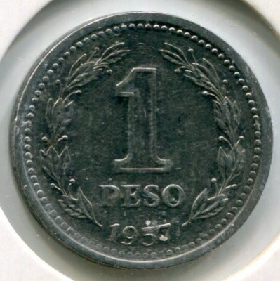 Монета Аргентина 1 песо 1957 год.