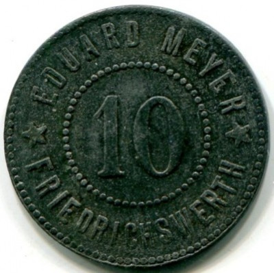 Монета Фридрихсверт 10 пфеннигов 1918 год. Нотгельд