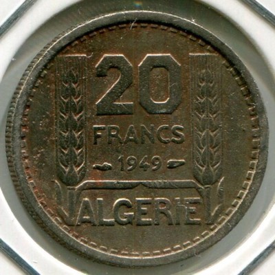 Монета Алжир 20 франков 1949 год. 