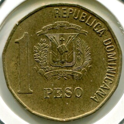 Монета Доминиканская республика 1 песо 2000 год.