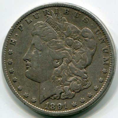 Монета США 1 доллар 1891 год.