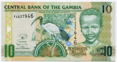 Банкнота Гамбия 10 даласи 2012 год.