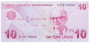 Банкнота Турция 10 лир 2009 год.
