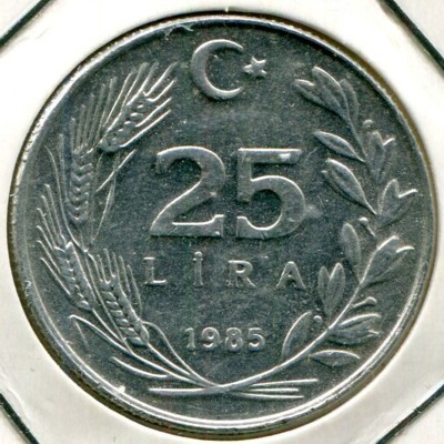 Монета Турция 25 лир 1985 год.