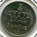 Монета Норвегия 1 крона 1991 год.