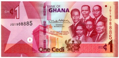 Банкнота Гана 1 седи 2019 год.