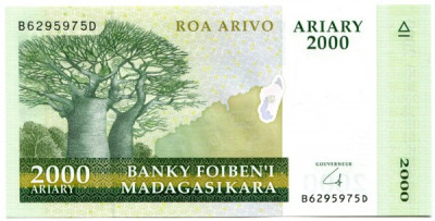 Банкнота Мадагаскар 2000 ариари 2006 год.