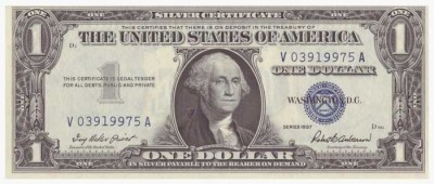 США, банкнота 1 доллара 1957 г.