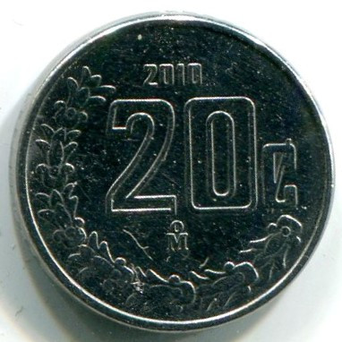 Монета Мексика 20 сентаво 2010 год.