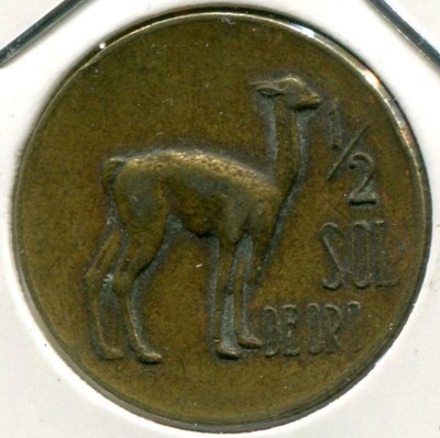 Монета Перу 1/2 соля 1967 год.