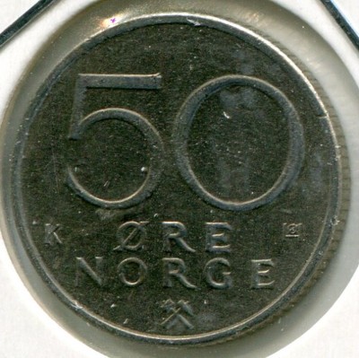 Монета Норвегия 50 эре 1984 год.