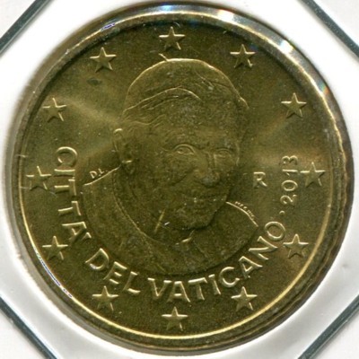 Монета Ватикан 50 евроцентов 2013 год.