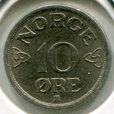 Монета Норвегия 10 эре 1955 год.