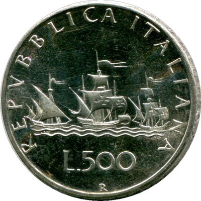 Монета Италия 500 лир 1970 год.