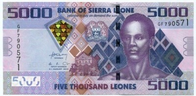 Банкнота Сьерра-Леоне 5000 леоне 2013 год.