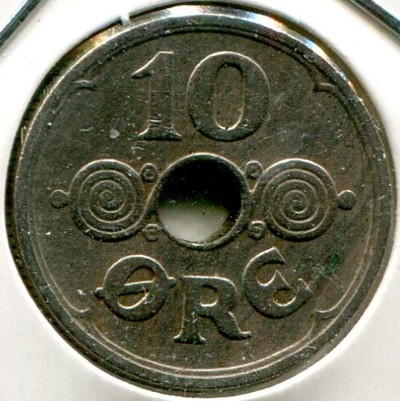 Монета Дания 10 эре 1929 год.