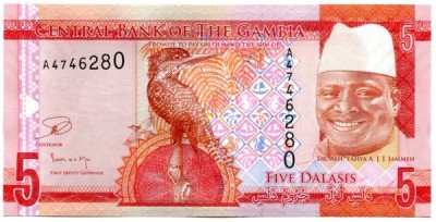 Банкнота Гамбия 5 даласи 2015 год.