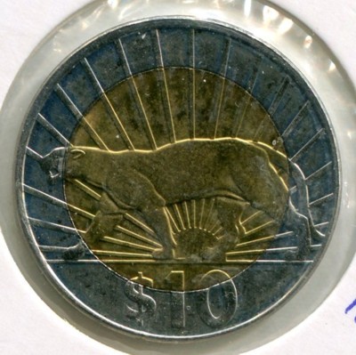 Монета Уругвай 10 песо 2011 год. Пума