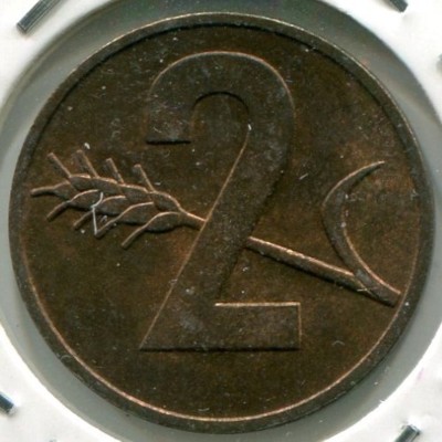 Монета Швейцария 2 раппена 1969 год.
