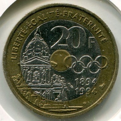 Монета Франция 20 франков 1994 год.