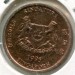 Монета Сингапур 1 цент 1995 год.