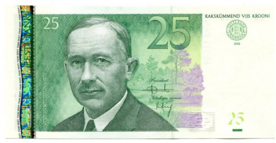 Банкнота Эстония 25 крон 2002 год.