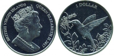 Британские Виргинские острова 1 доллар 2017 "Колибри"