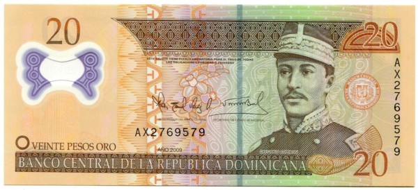 Доминиканская республика, банкнота 20 песо 2009 г.